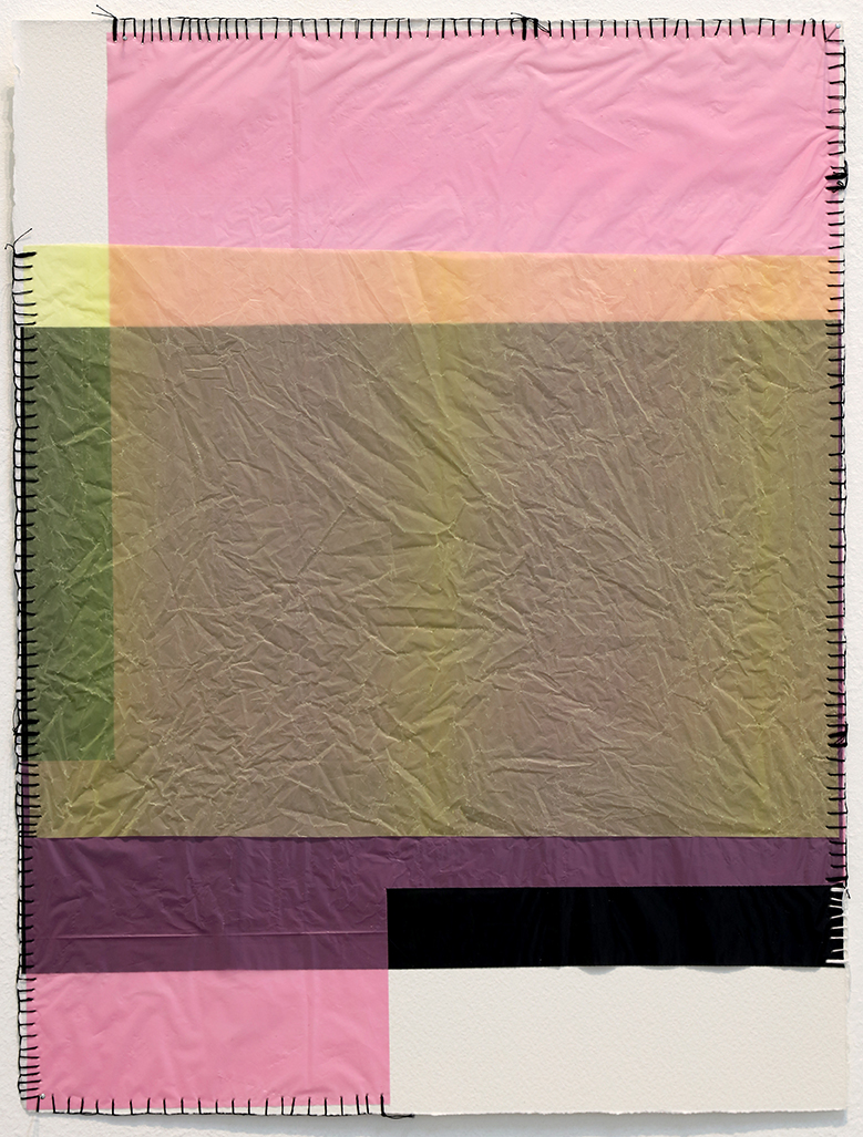 Root/Route, plastic collage on paper, 2018